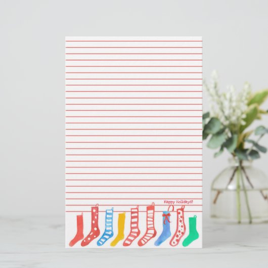 Prettige feestdagen Kerstkousen Briefpapier (Staand voorkant)