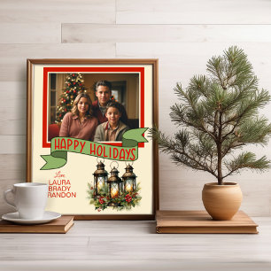 Prettige feestdagen Kerstlantaarns aangepaste foto Afdruk