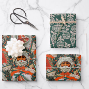 prettige feestdagen kerstman inpakpapier vel