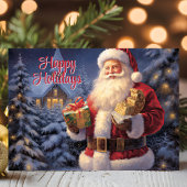 Prettige feestdagen  kerstman met cadeaus