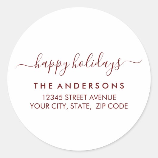 Prettige feestdagen Kerstman Modern Rood Retouradr Ronde Sticker (Voorkant)