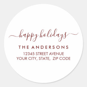 Prettige feestdagen Kerstman Modern Rood Retouradr Ronde Sticker