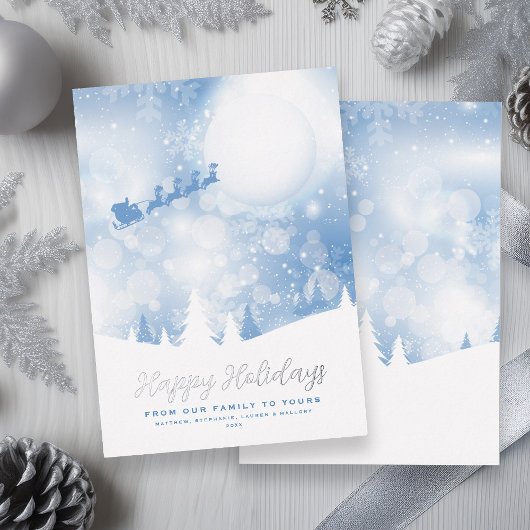 Prettige Feestdagen Kerstman Script Blauw Sneeuw E