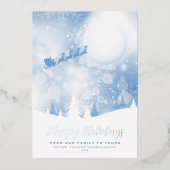 Prettige Feestdagen Kerstman Script Blauw Sneeuw E (Voorkant)