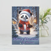 Prettige feestdagen Kerstmis 1 panda, Kaart (Staand voorkant)