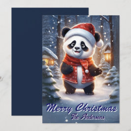 Prettige feestdagen Kerstmis 1 panda, Kaart
