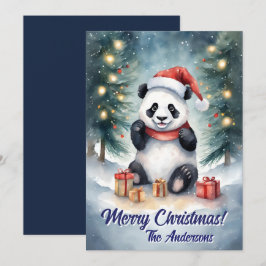 Prettige feestdagen Kerstmis 3 panda, Kaart