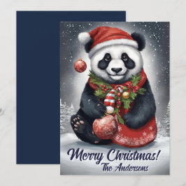Prettige feestdagen Kerstmis 4 panda, Kaart