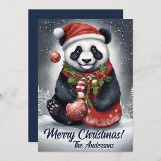 Prettige feestdagen Kerstmis 4 panda, Kaart