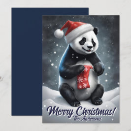 Prettige feestdagen Kerstmis 5 panda, Kaart