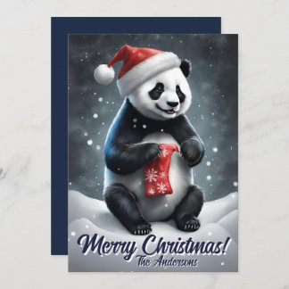 Prettige feestdagen Kerstmis 5 panda, Kaart