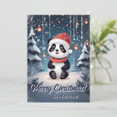 Prettige feestdagen Kerstmis 6 panda, Kaart (Staand voorkant)