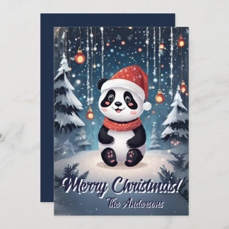 Prettige feestdagen Kerstmis 6 panda, Kaart