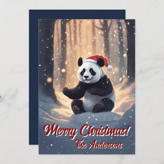 Prettige feestdagen Kerstmis 9 panda, Kaart