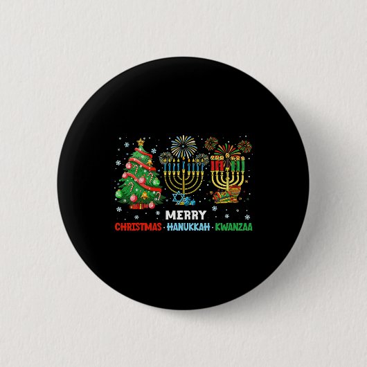 Prettige feestdagen Kerstmis Chanoeka Kwanzaa Ronde Button 5,7 Cm (Voorkant)