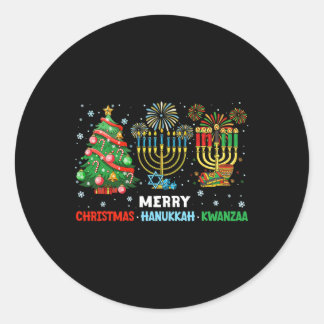 Prettige feestdagen Kerstmis Chanoeka Kwanzaa Ronde Sticker