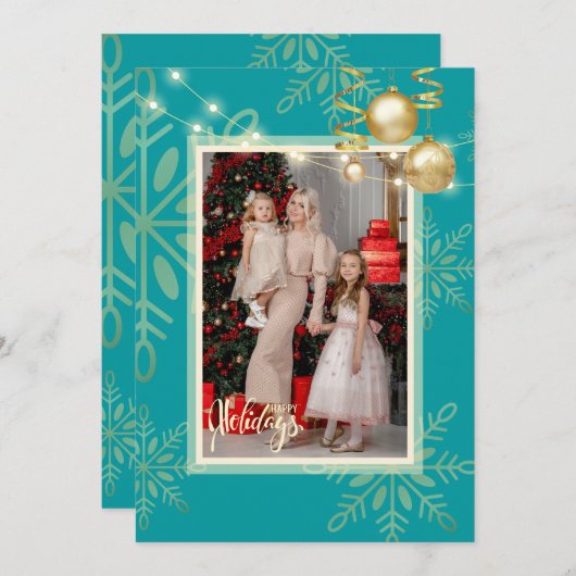 prettige feestdagen Kerstmis, gouden sneeuwvlokken Kaart (Voorkant / Achterkant)