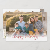 Prettige feestdagen Kerstmismodern rood script 3 F Feestdagenkaart (Voorkant / Achterkant)