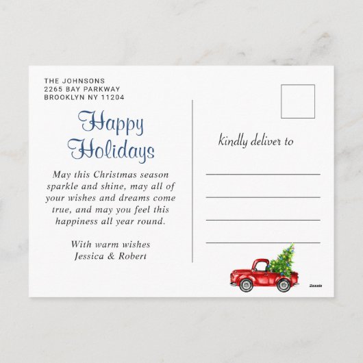 prettige feestdagen Kerstrode vrachtwagen Rustige (Achterkant)