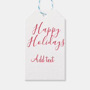 Prettige feestdagen Kerstrood kalligrafie simpel m Cadeaulabel