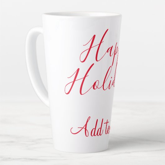 Prettige feestdagen Kerstrood kalligrafie simpel m Latte Mok (Linkerhoek)