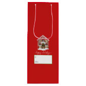 prettige feestdagen kerstrood wijn cadeautas (Voorkant)