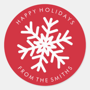 prettige feestdagen - kerstrood + wit etiket