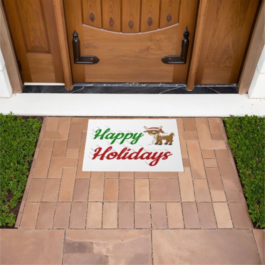 prettige feestdagen kerstscript Reindeer Deurmat (Buiten)