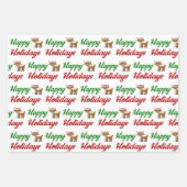 prettige feestdagen kerstscript Reindeer Inpakpapier Vel (Voorkant 2)