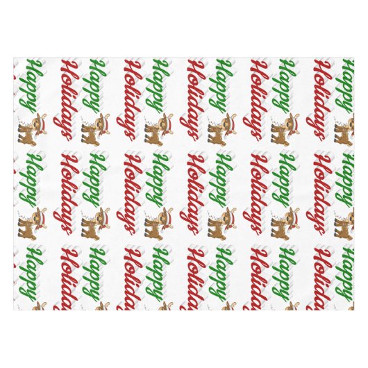 prettige feestdagen kerstscript Reindeer Tafelkleed (Voorkant (Horizontaal))