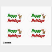 prettige feestdagen kersttypografie ovale sticker (Vel)