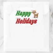 prettige feestdagen kersttypografie ovale sticker (Tas)