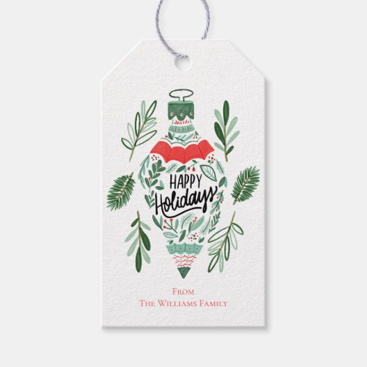 prettige feestdagen kerstversiering cadeaulabel (Voorkant)