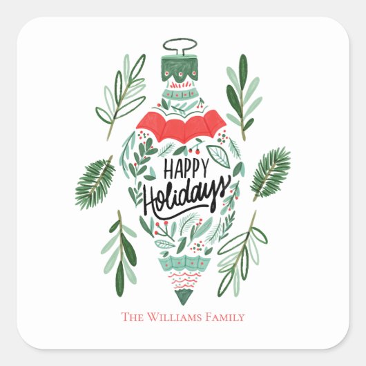 prettige feestdagen kerstversiering vierkante sticker (Voorkant)