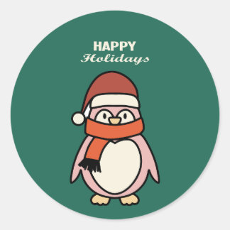 prettige feestdagen Kerstviering van de pinguïn Ronde Sticker