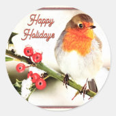 Prettige feestdagen Kerstvogel Ronde Sticker (Voorkant)