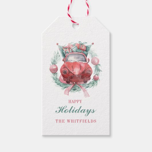 prettige feestdagen Kerstvriendschappelijk script Cadeaulabel (Voorkant)