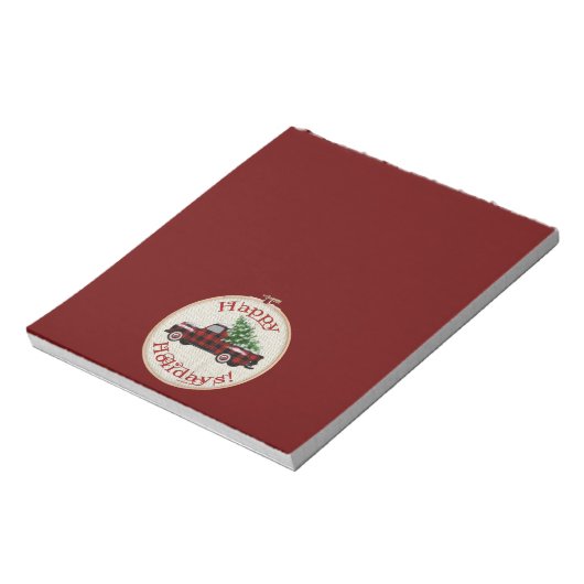 prettige feestdagen! kerstwagen notitieblok (Gedraaid)