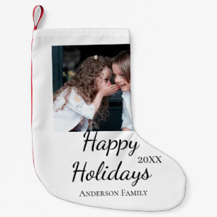 Prettige feestdagen kinder familie foto moderne ge kleine kerstsok