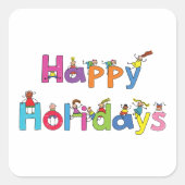 prettige feestdagen kinderen vierkante sticker (Voorkant)
