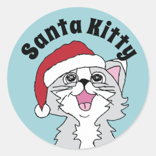 Prettige feestdagen Kitten Vrolijke Kerstkatten Af Ronde Sticker