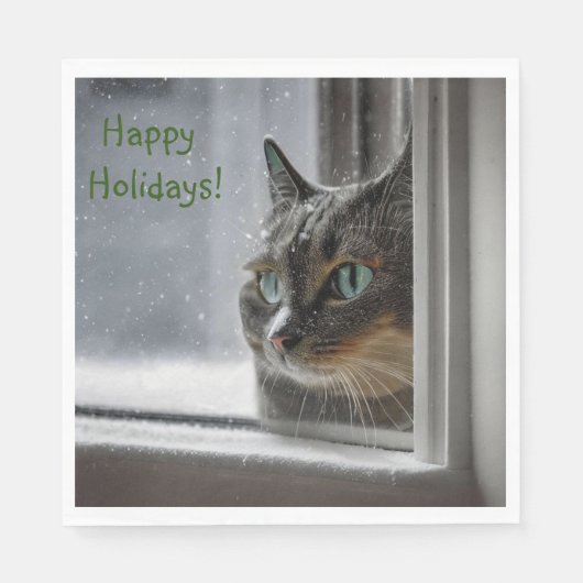 prettige feestdagen Kitty Cat Servet (Voorkant)