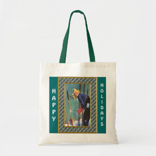 prettige feestdagen Klaar om te skiën Tote Bag
