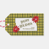 Prettige feestdagen Klassieke Groene Gingham Poins Cadeaulabel (Achterkant Horizontaal)