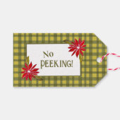 Prettige feestdagen Klassieke Groene Gingham Poins Cadeaulabel (Voorkant (Horizontaal))