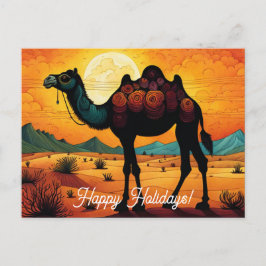 Prettige feestdagen Kleurrijke Sunset Camel in de  Briefkaart