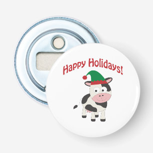 prettige feestdagen! Koe Elf Button Flesopener