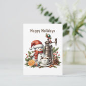 Prettige feestdagen koffiesneeuwman (Staand voorkant)