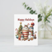 Prettige feestdagen koffiesneeuwman (Staand voorkant)