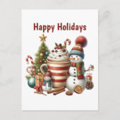 Prettige feestdagen koffiesneeuwman (Voorkant)